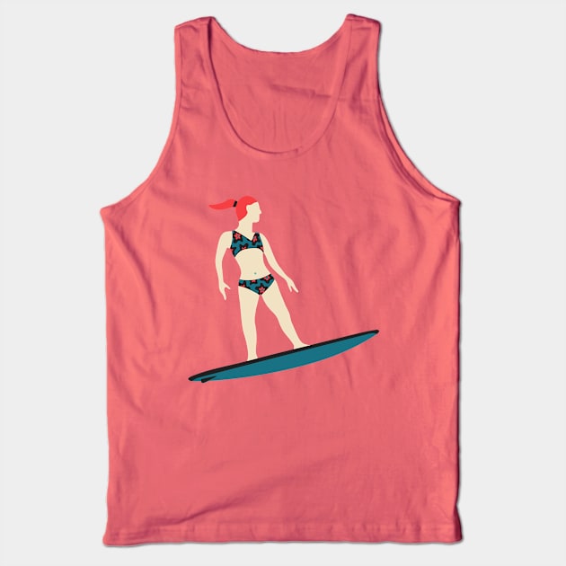 STOKED SURFER GIRL Tropical Summer Ocean Surfing Surfboard Sports - UnBlink Studio by Jackie Tahara Tank Top by UnBlink Studio by Jackie Tahara